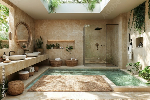 Obraz Skylight illuminating bathroom below.