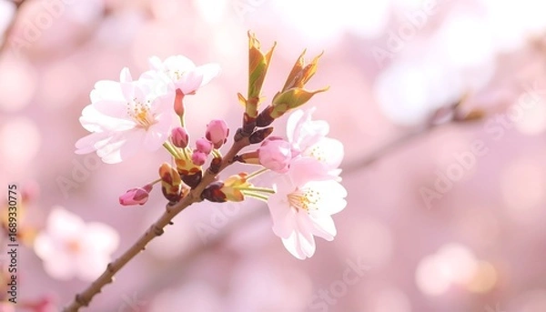Fototapeta Delicate cherry blossoms in soft focus