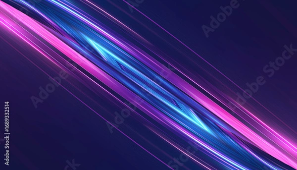 Fototapeta Abstract neon background with bright neon lines and rays, scene.