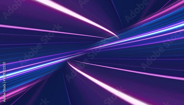 Fototapeta Abstract neon background with bright neon lines and rays, scene.