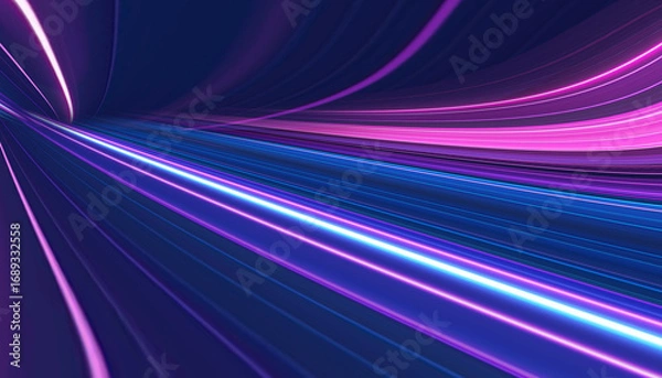 Fototapeta Abstract neon background with bright neon lines and rays, scene.