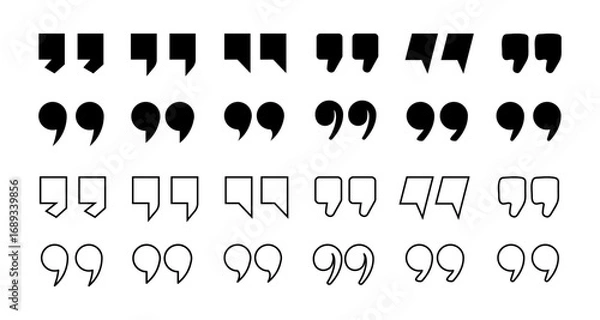 Fototapeta Diverse quotation mark styles collection in bold and linear design