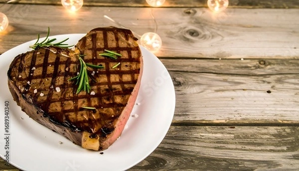 Obraz Heart-shaped steak on a plate