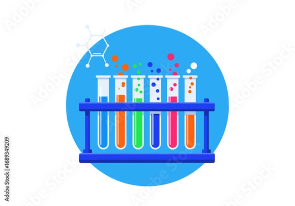 Obraz Illustrative representation of chemical reactions and scientific experiments in laboratory settings