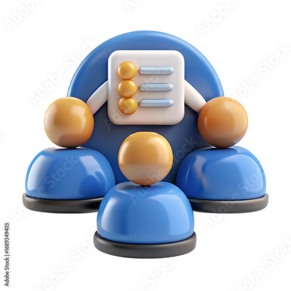 Fototapeta 3D icon of a team or group with a checklist for project management, with a transparent background - Generative AI
