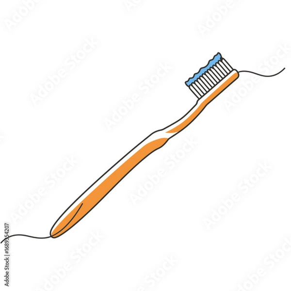 Obraz Orange Toothbrush with Blue Toothpaste Illustration
