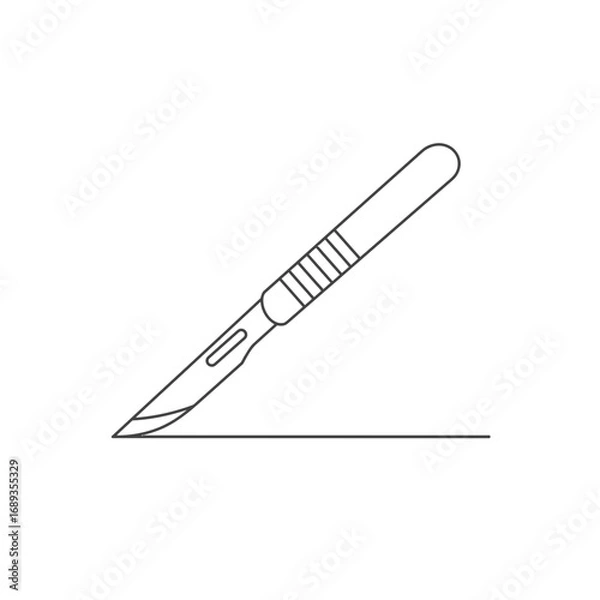 Obraz Scalpel on White Background Line Drawing