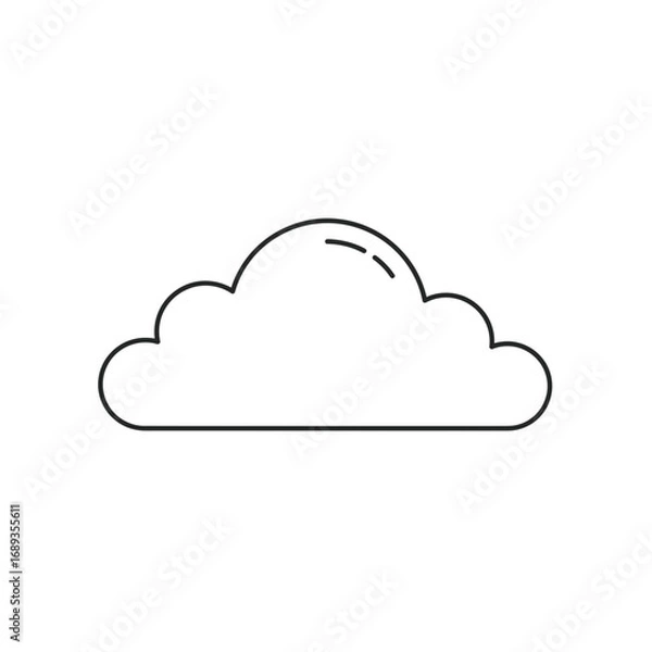 Obraz Simple Line Art Cloud Icon on White Background