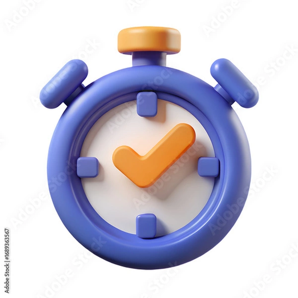 Fototapeta 3D icon of a timer with a check mark for deadline completion and time management, with a transparent background - Generative AI
