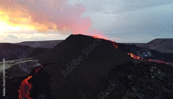 Obraz Volcanic eruption at sunset (2)