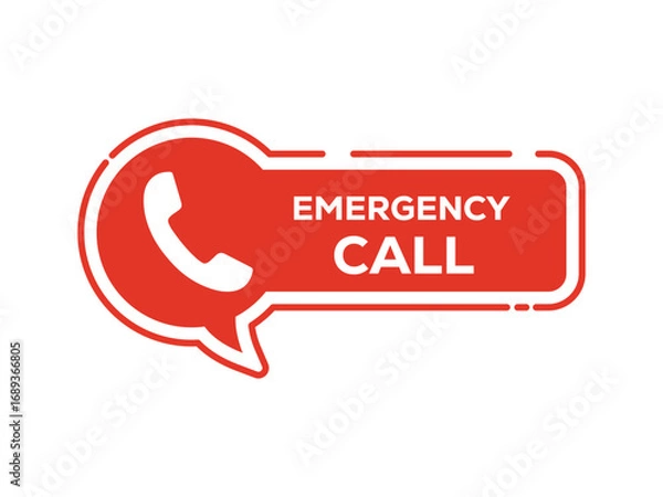 Fototapeta Vector art of emergency call with phone symbol and red color