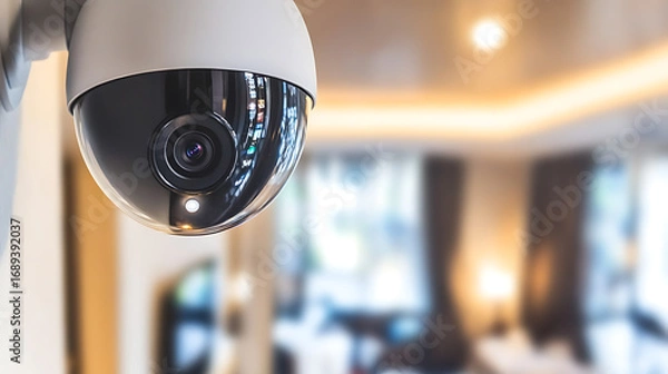 Obraz Security Camera Mounted Indoors with Blurred Background