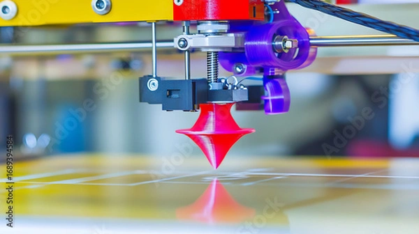 Fototapeta 3D Printer in Action: Creating a Red Object