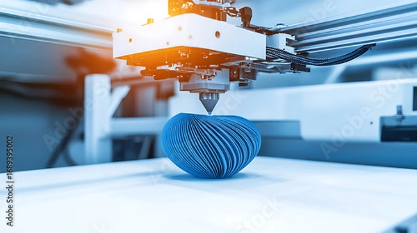 Obraz 3D Printer Crafting a Spiral Object in a High-Tech Environment