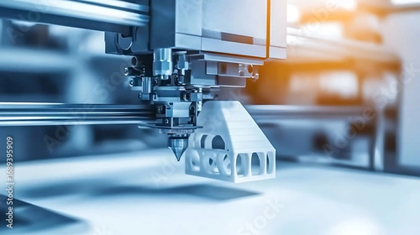 Obraz 3D Printer Crafting a Geometric Object in a High-Tech Environment