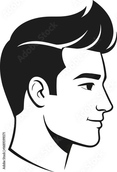Fototapeta Handsome man with stylish hair isolated on white background in vector format