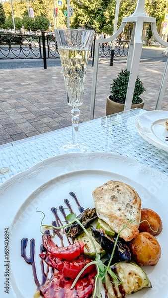 Obraz served table in restaurant