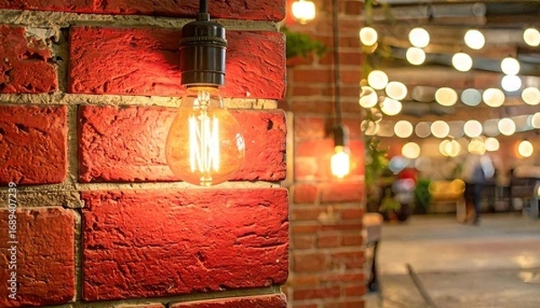 Obraz Warm light on brick wall