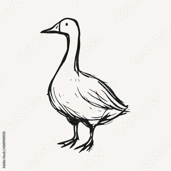 Obraz Minimalist sketch of standing goose.