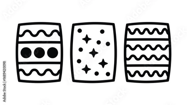 Obraz Zigzag Bordered Rectangular Doodles – Hand-Drawn Rectangle Pattern for Creative Design, Decorative Borders, and Artistic Backgrounds