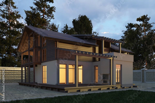 Fototapeta Building Photo Realistic Render 3D Illustration