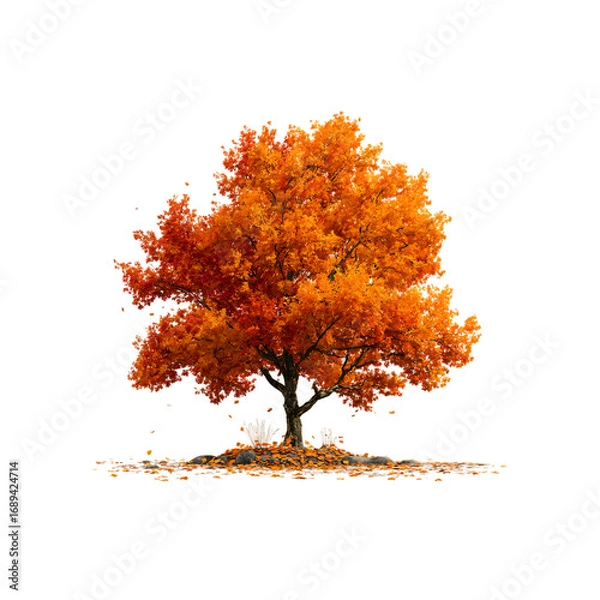 Fototapeta autumn tree isolated on a transparent background, in a PNG format	