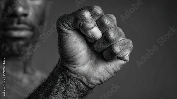 Fototapeta Raised Fist in Monochrome