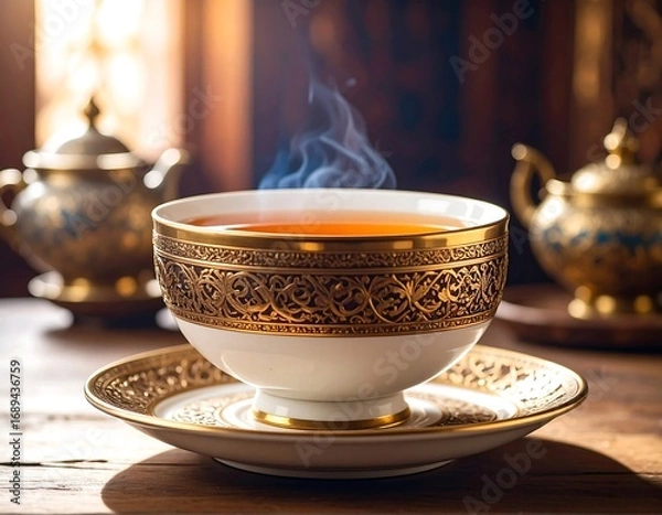 Obraz Warm tea in ornate cup