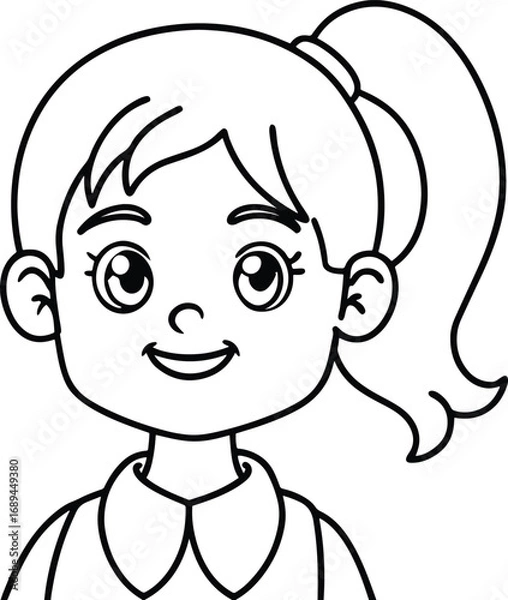 Obraz Smiling girl coloring page