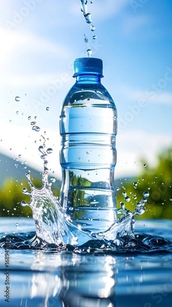 Obraz Water bottle splash in nature