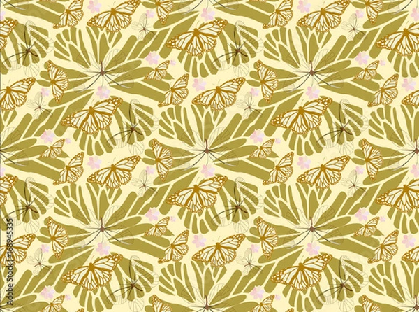 Obraz batterfly gold patterns seamless