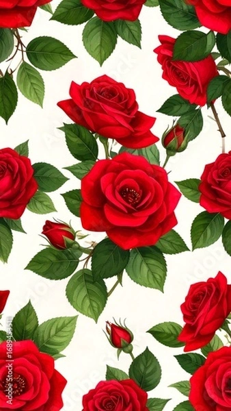 Obraz Red rose floral seamless pattern
