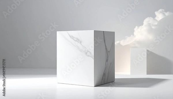 Fototapeta Create a minimalist scene that blends geometric elegance with natural textures and soft light in a serene desert-inspired setting.