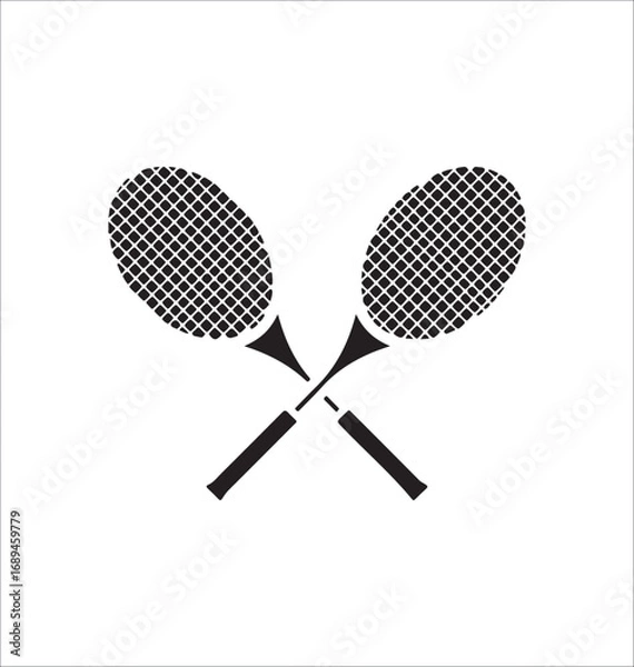 Fototapeta Two Crossed Tennis Racquets Silhouette Sporting Equipment Graphic Design Element Illustration Isolated on White Background Perfect for Sport Themed Projects