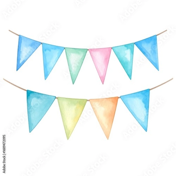 Obraz Watercolor bunting flags