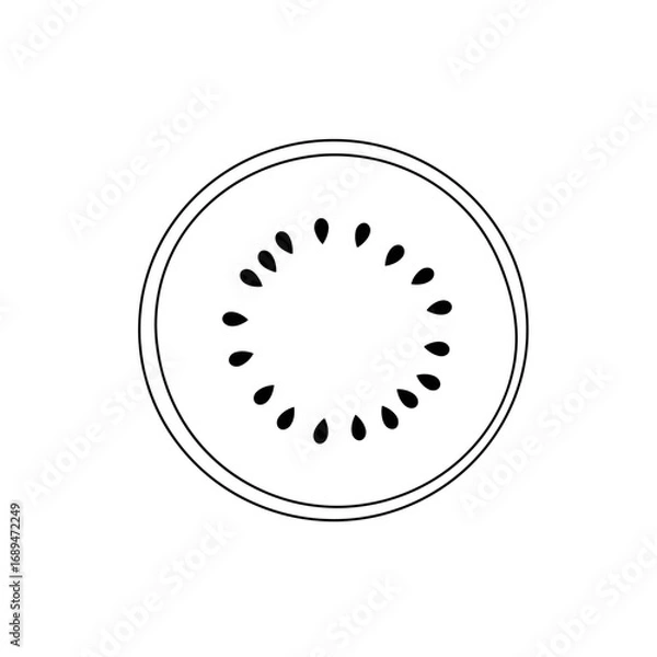 Fototapeta Simple Line Drawing of a Kiwi Fruit Slice