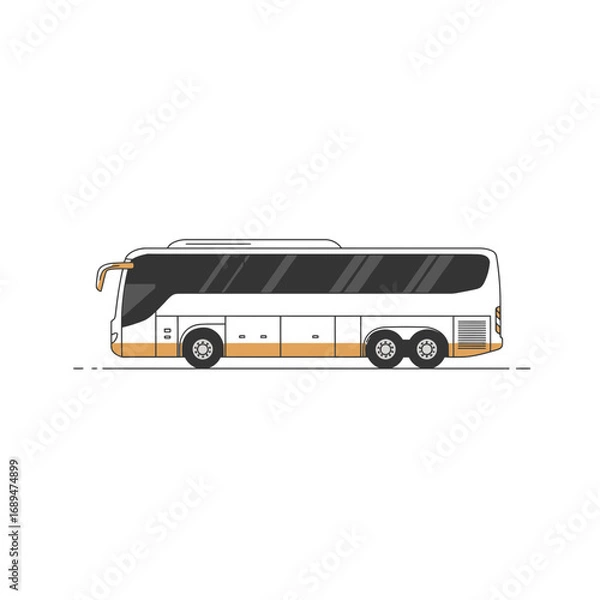Fototapeta White and Gold Modern Coach Bus Illustration