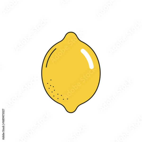 Obraz Yellow Lemon Illustration on White Background