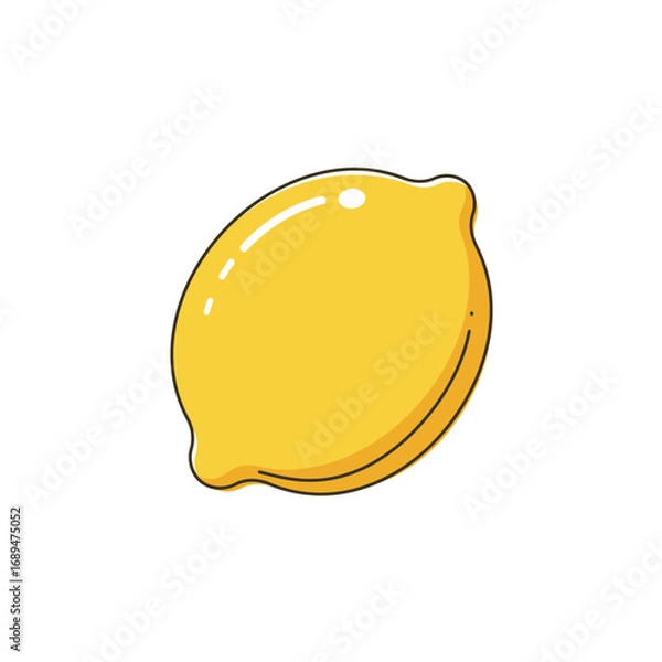 Obraz Yellow Lemon Illustration on White Background