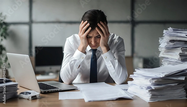 Fototapeta Stressed office worker