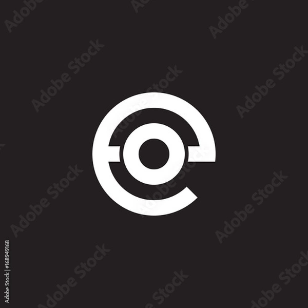 Fototapeta Initial lowercase letter logo eo, oe, o inside e, monogram rounded shape, white color on black background