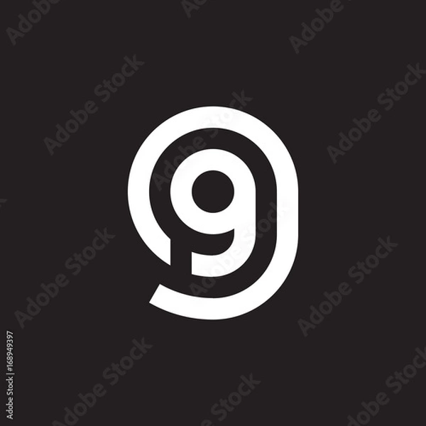 Fototapeta Initial lowercase letter logo gg, g inside g, monogram rounded shape, white color on black background