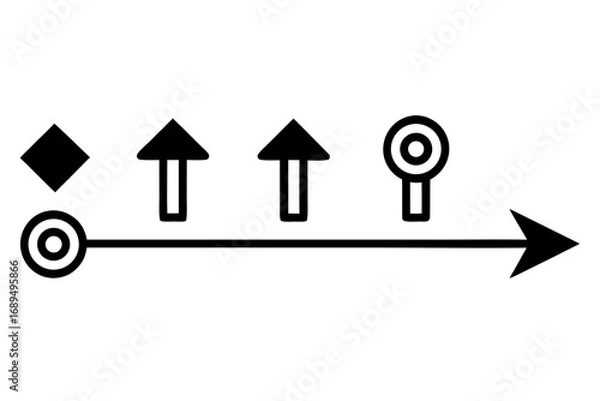 Fototapeta Timeline with Arrows and Milestones Icon – Symbol of Progress, Planning, and Project Management