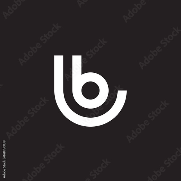 Fototapeta Initial lowercase letter logo lb, bl, b inside l, monogram rounded shape, white color on black background

