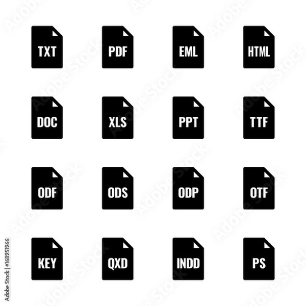 Fototapeta File type icons: Texts, fonts and page layout – Bazza UL series