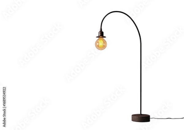 Fototapeta A modern, minimalist floor lamp with a curved arm and a round bulb