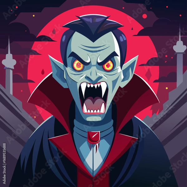 Fototapeta halloween vampire with a skull