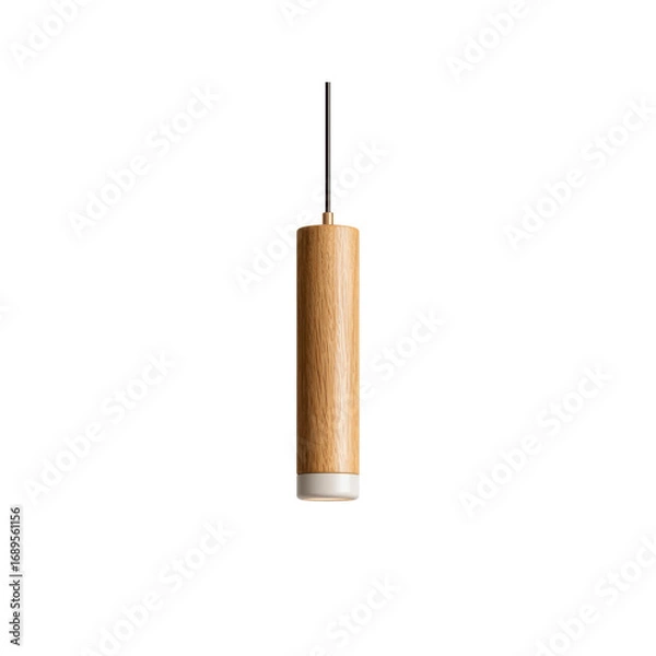 Obraz Modern Minimalist Wooden Pendant Light Fixture with White Diffuser