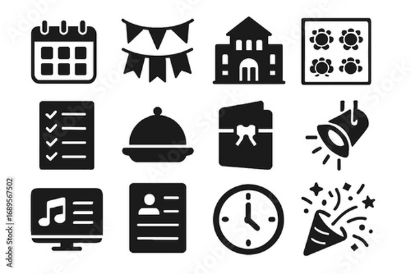 Fototapeta Calendar vector clock icon stage venue building seating card event planner countdown
