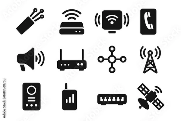Fototapeta Address antennas smart network access icon signal vector satellite fiber tunnel switches